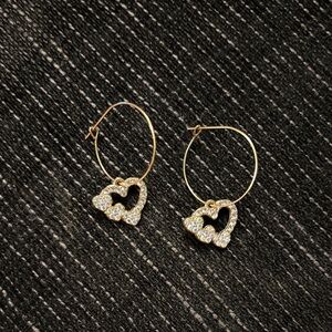Gold  Tone Heart Hoop Earrings